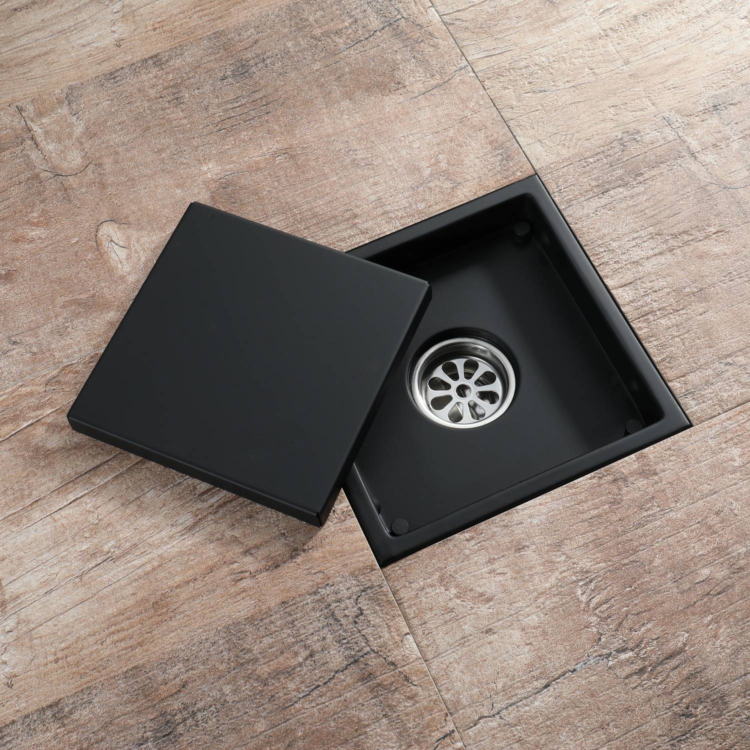 Matte Black stainless floor drain 6x6inch