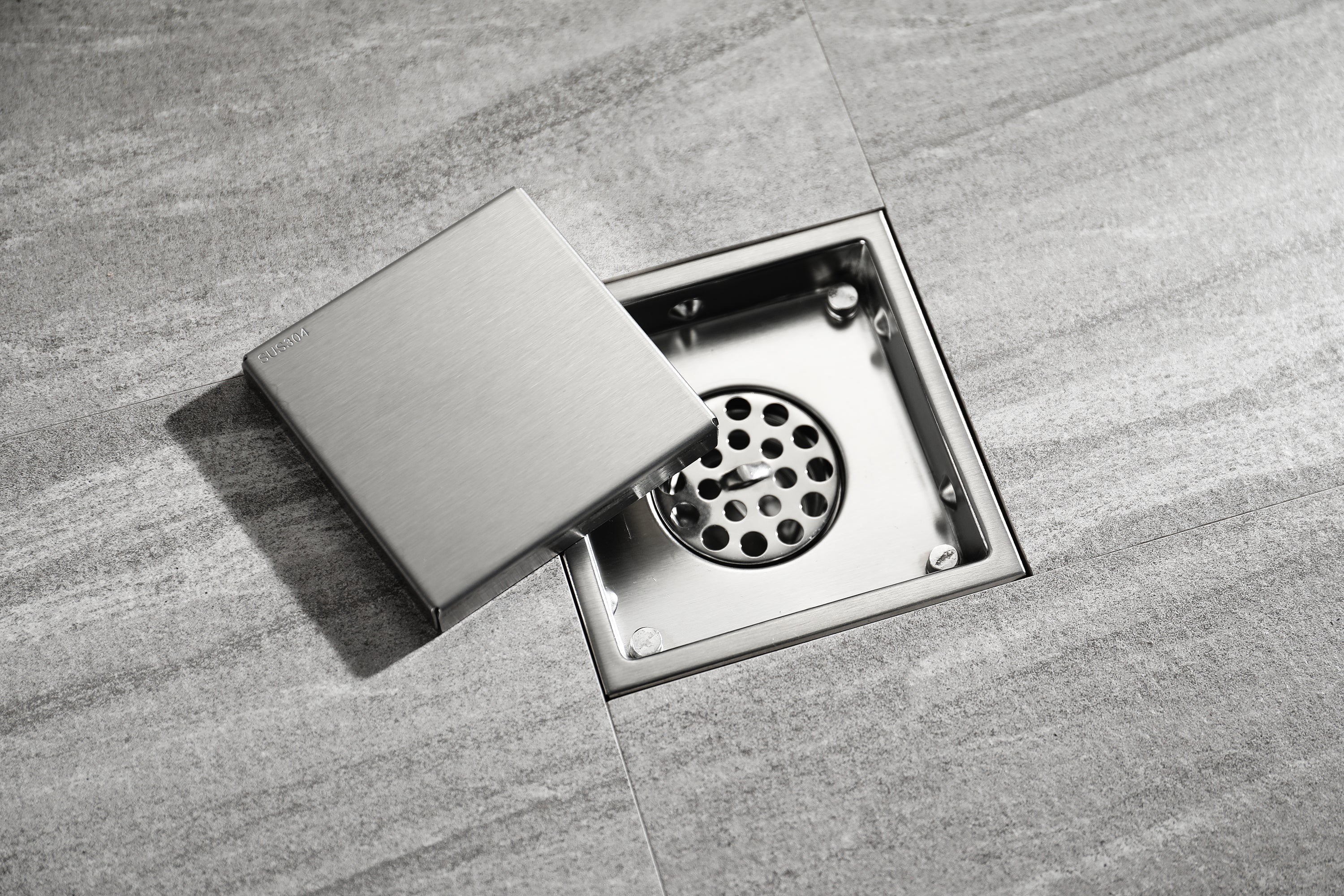 Brushed nickel stainless floor drain 6x6inch