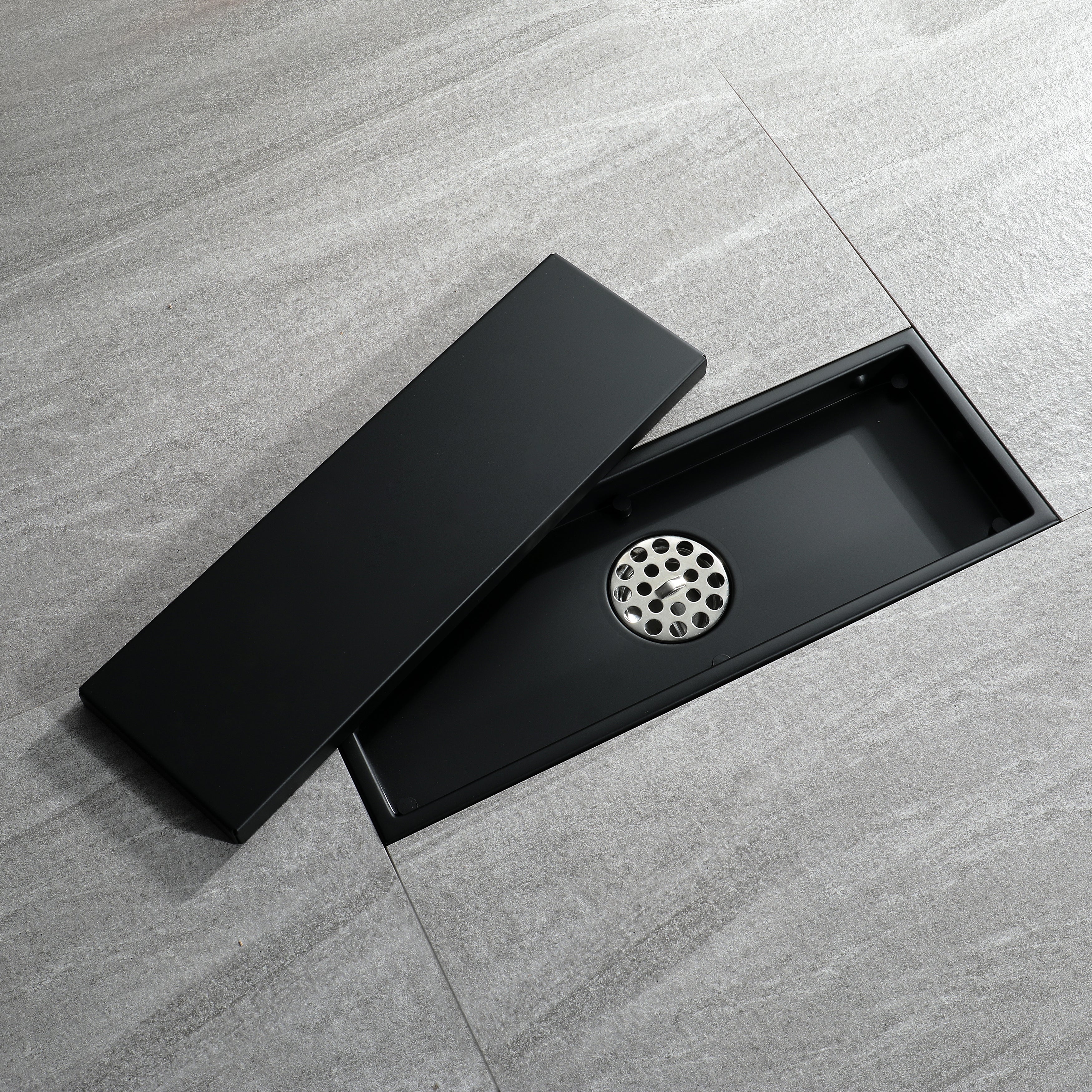 Matte Black stainless floor drain 11.8inch x 4.3 inch