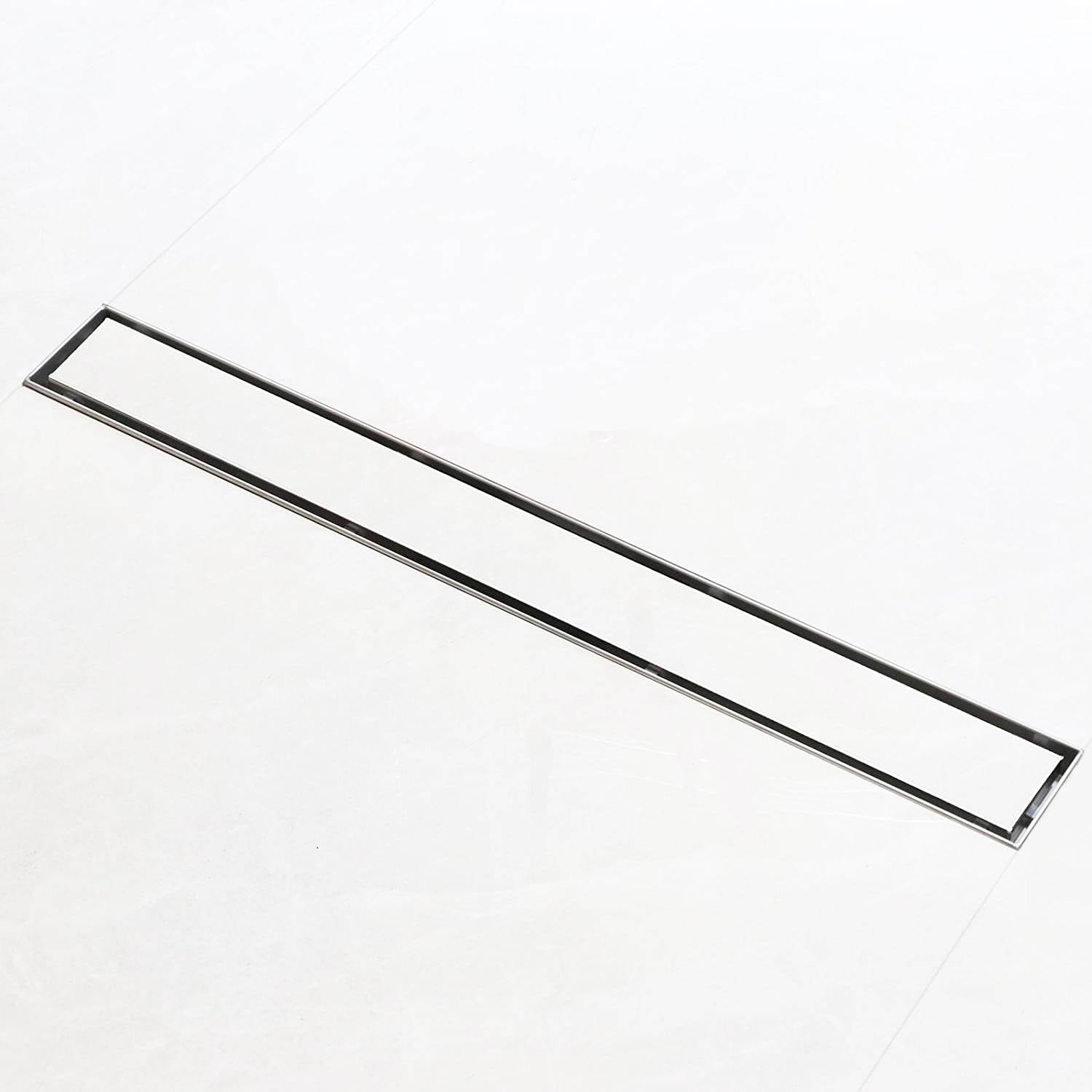 Brushed nickel Linear shower drain stainless steel material 24 inch with tile insert 2-in-1 cover with hair strainer and adjustment feet