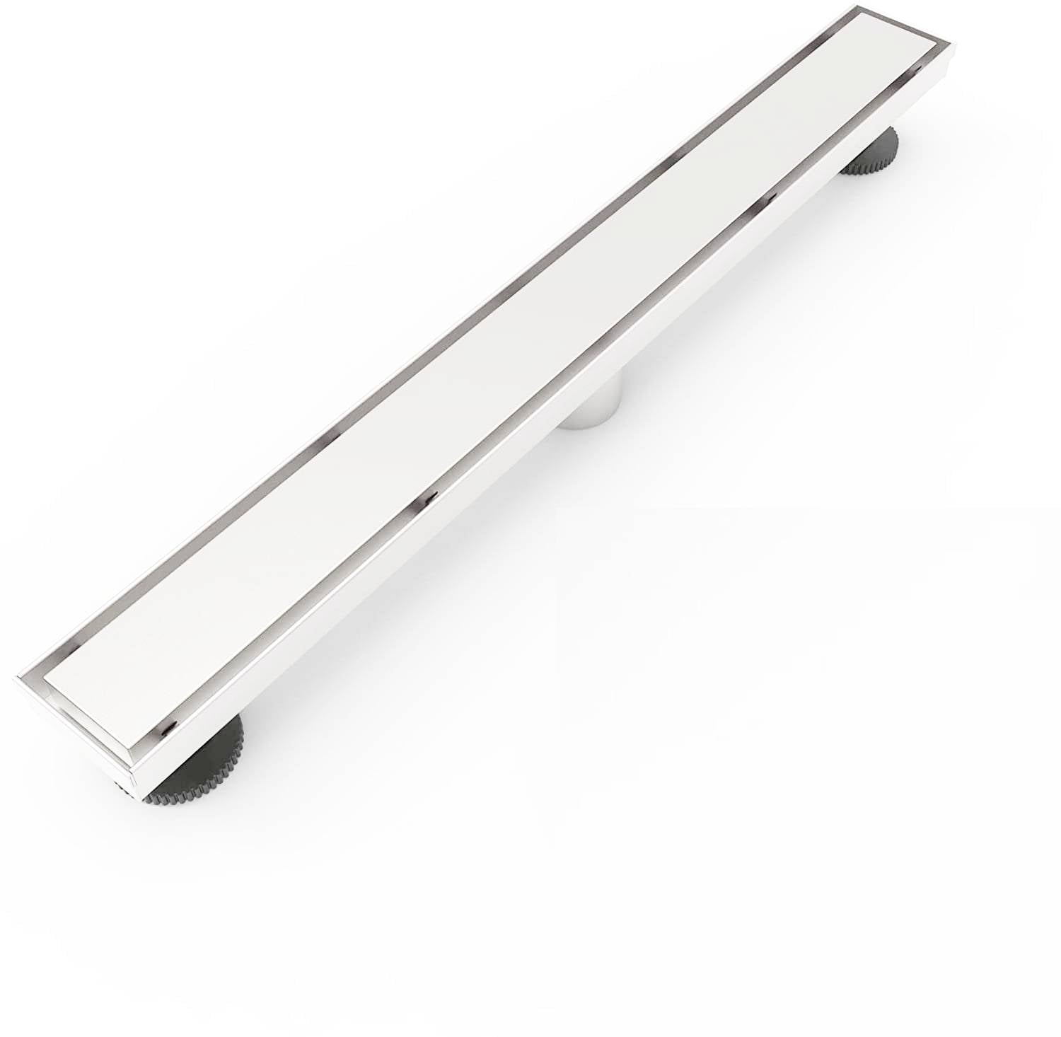 Brushed nickel Linear shower drain stainless steel material 24 inch with tile insert 2-in-1 cover with hair strainer and adjustment feet