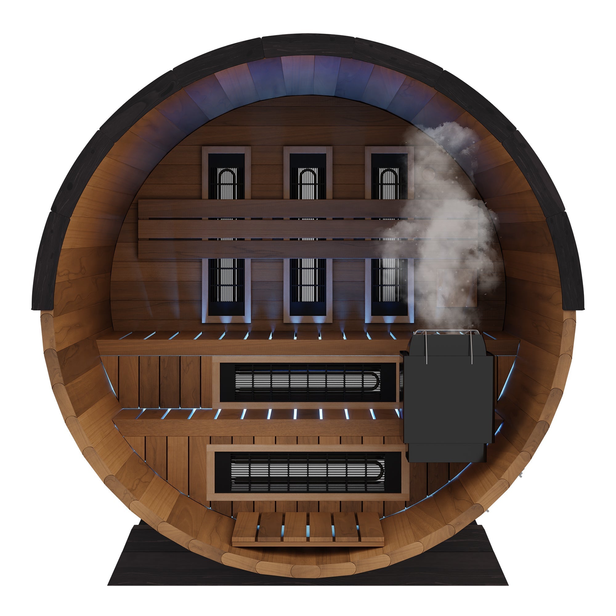 Finnmark FD-6 | 4-Person Cedar Combination Barrel Sauna | Traditional Steam + Spectrum Plus™ Full Spectrum Infrared | Clear-Grade Canadian Cedar | Wi-Fi Controls | Bluetooth Audio | RGB Lighting | 185°F+