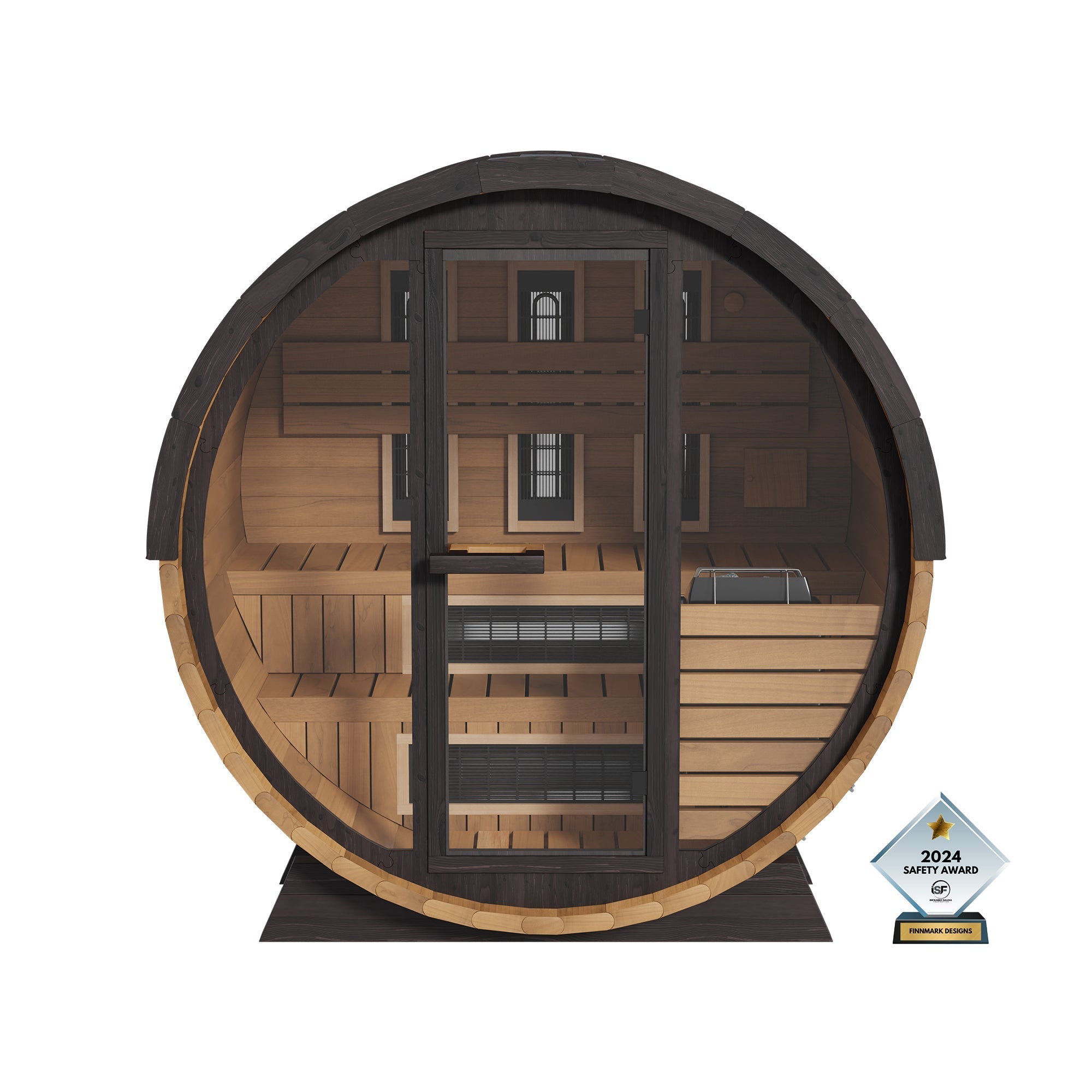 Finnmark FD-6 | 4-Person Cedar Combination Barrel Sauna | Traditional Steam + Spectrum Plus™ Full Spectrum Infrared | Clear-Grade Canadian Cedar | Wi-Fi Controls | Bluetooth Audio | RGB Lighting | 185°F+