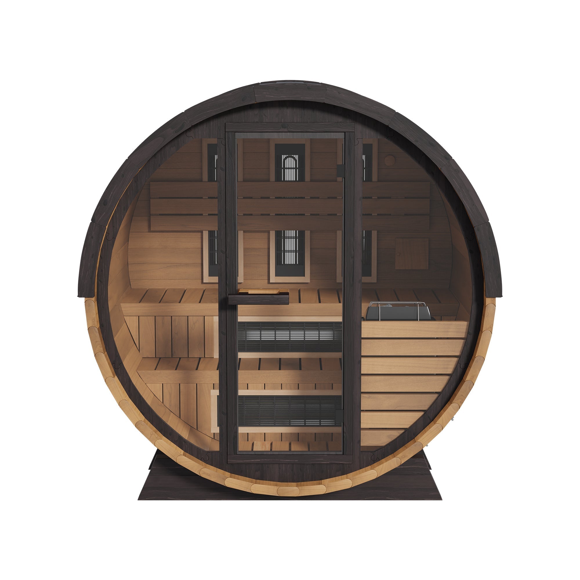 Finnmark FD-6 | 4-Person Cedar Combination Barrel Sauna | Traditional Steam + Spectrum Plus™ Full Spectrum Infrared | Clear-Grade Canadian Cedar | Wi-Fi Controls | Bluetooth Audio | RGB Lighting | 185°F+