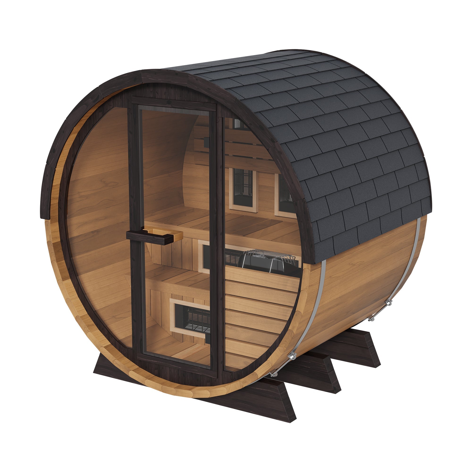 Finnmark FD-6 | 4-Person Cedar Combination Barrel Sauna | Traditional Steam + Spectrum Plus™ Full Spectrum Infrared | Clear-Grade Canadian Cedar | Wi-Fi Controls | Bluetooth Audio | RGB Lighting | 185°F+