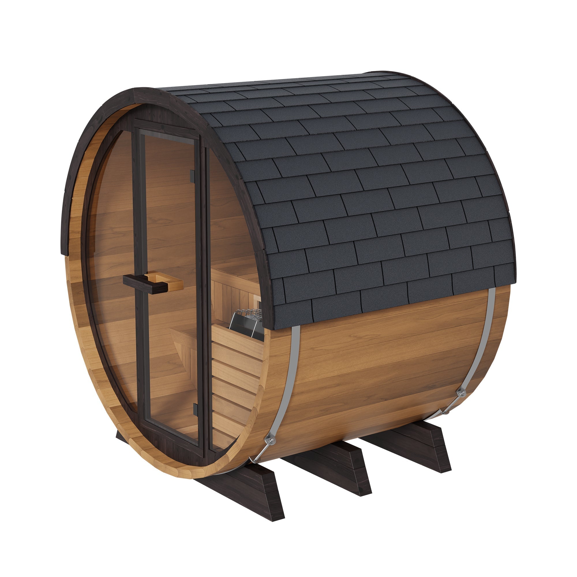 Finnmark FD-6 | 4-Person Cedar Combination Barrel Sauna | Traditional Steam + Spectrum Plus™ Full Spectrum Infrared | Clear-Grade Canadian Cedar | Wi-Fi Controls | Bluetooth Audio | RGB Lighting | 185°F+