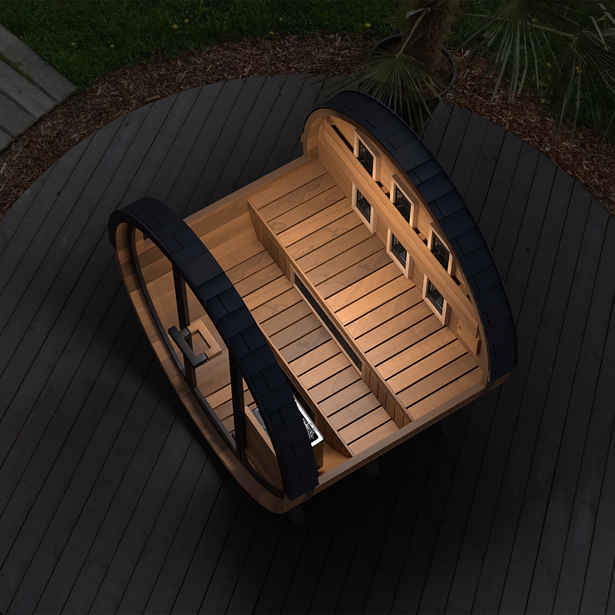Finnmark FD-6 | 4-Person Cedar Combination Barrel Sauna | Traditional Steam + Spectrum Plus™ Full Spectrum Infrared | Clear-Grade Canadian Cedar | Wi-Fi Controls | Bluetooth Audio | RGB Lighting | 185°F+