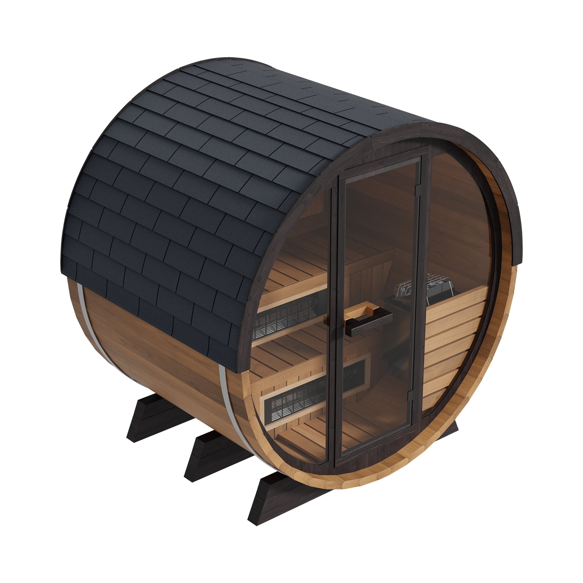 Finnmark FD-6 | 4-Person Cedar Combination Barrel Sauna | Traditional Steam + Spectrum Plus™ Full Spectrum Infrared | Clear-Grade Canadian Cedar | Wi-Fi Controls | Bluetooth Audio | RGB Lighting | 185°F+