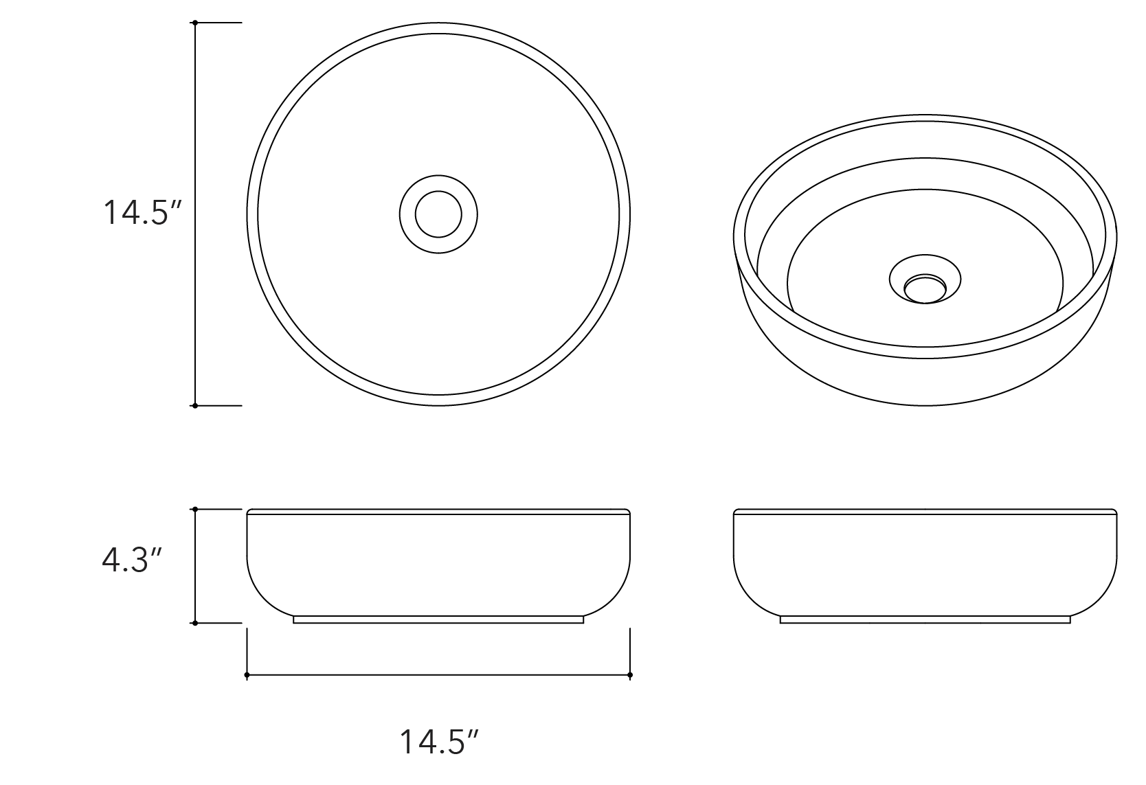 DDALF 14.5'' Round Concrete Vessel Sink - Bathroom
