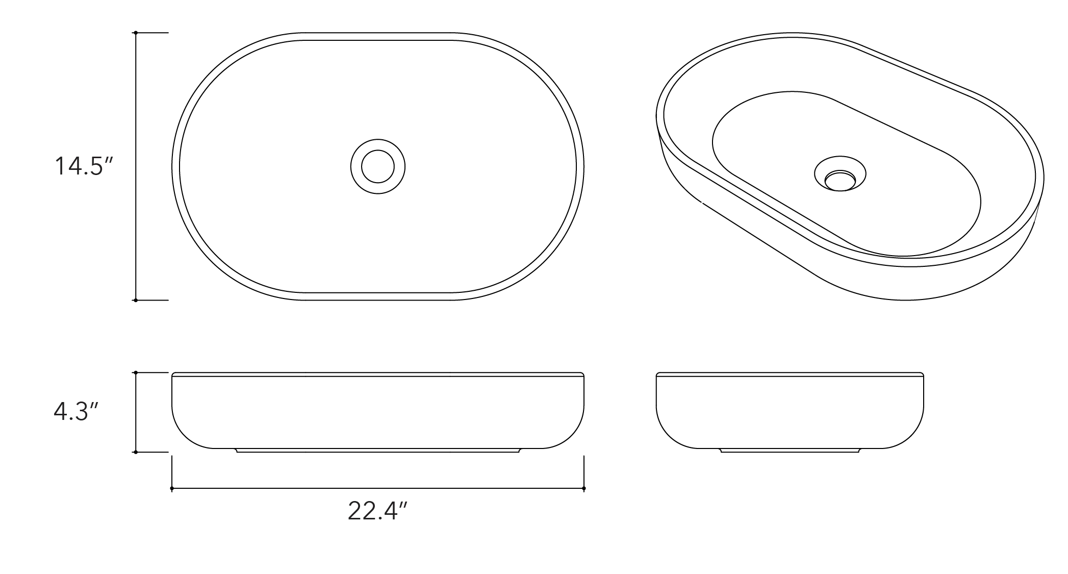 DDALF04 22'' Concrete Oval Vessel Sink - Bathroom