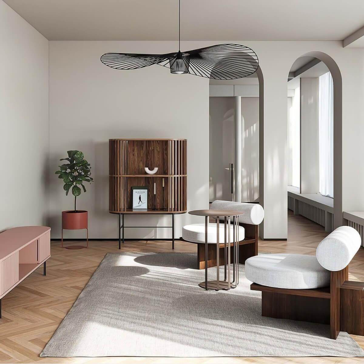 French Vertigo Fiberglass Chandelier 54.7"