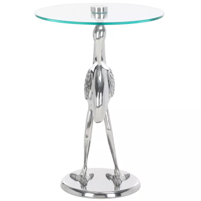 Birbiglia Bird Base Accent Table - ACC4610B - Silver/Glass