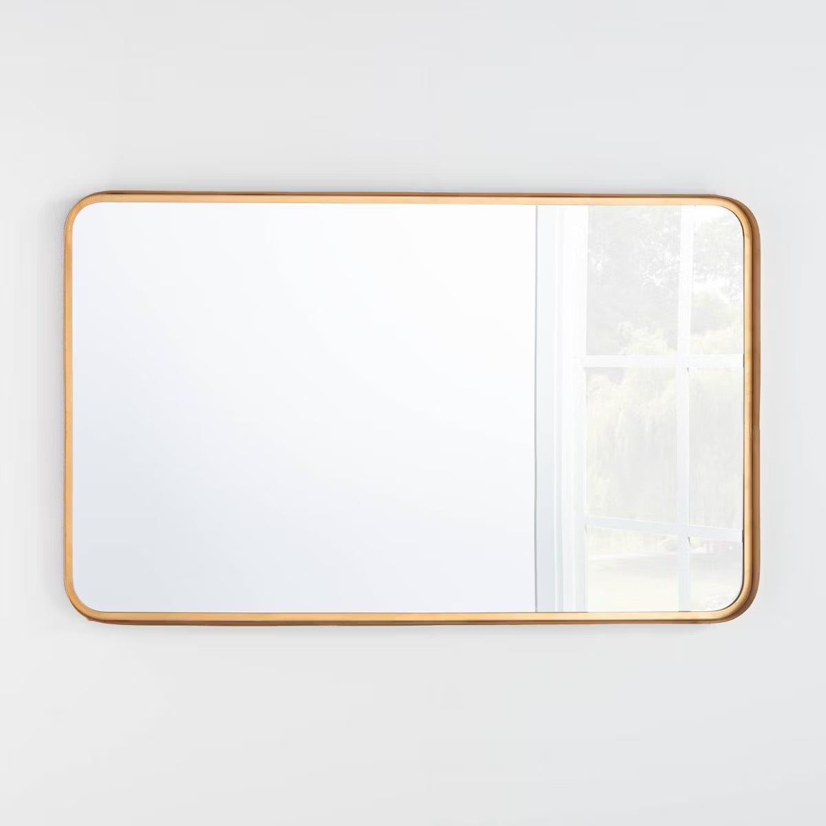 24" x 36" Rectangular Decorative Mirror with Rounded Brass