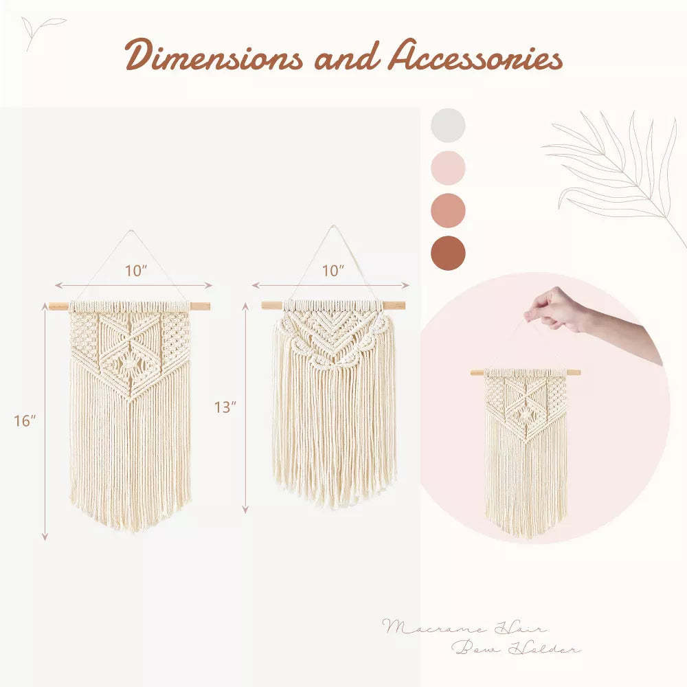 2-Piece Boho Macrame Wall Hanging Set | Nursery & Bedroom Decor