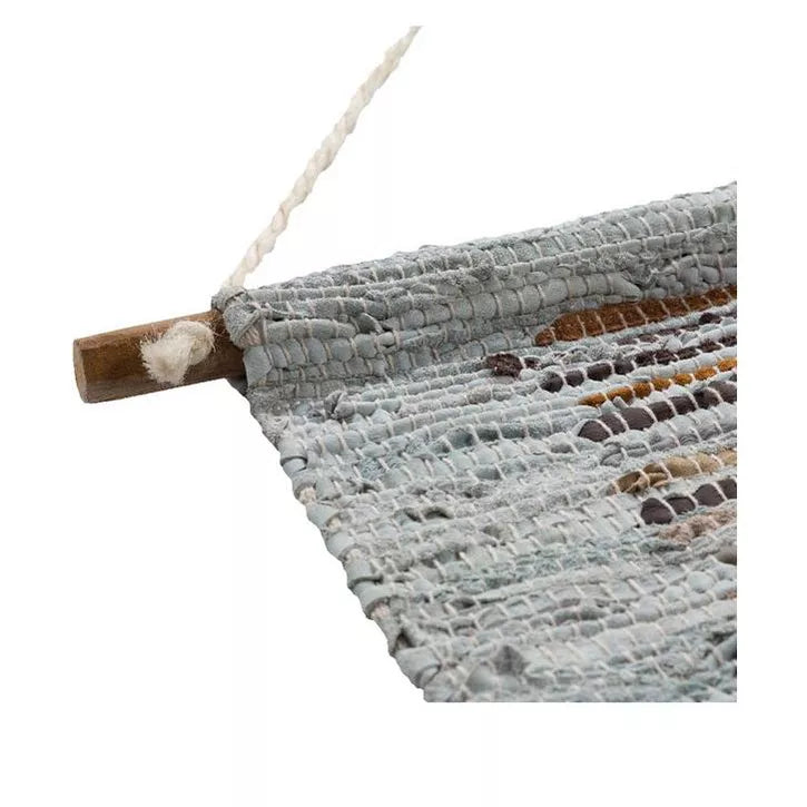 Boho Macrame Wall Hanging - Handmade Hide Leather & Jute Tapestry