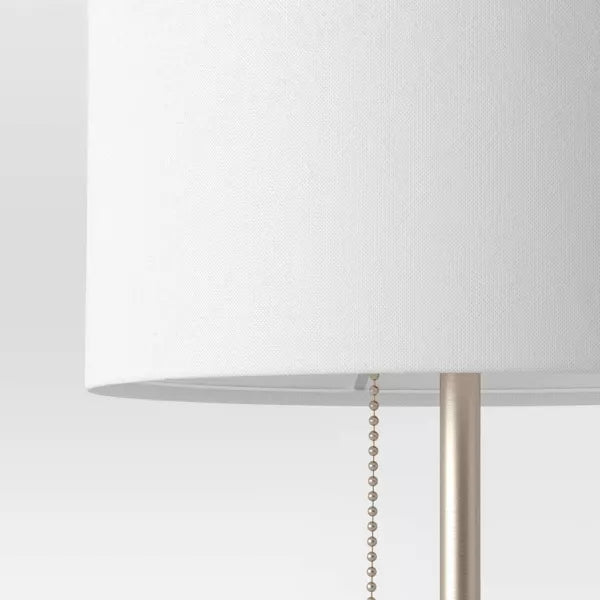 Brass Hayes Stick Lamp with Marble Base & Drum Shade – Modern Desk & Table Lighting