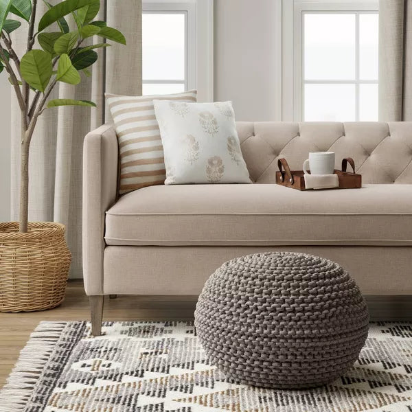 Cloverly Chunky Knit Pouf