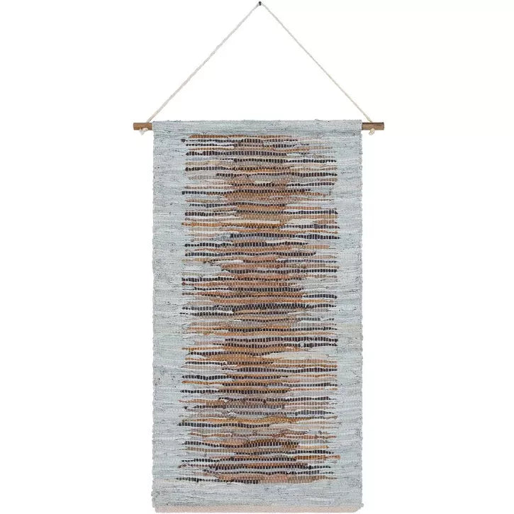 Boho Macrame Wall Hanging - Handmade Hide Leather & Jute Tapestry