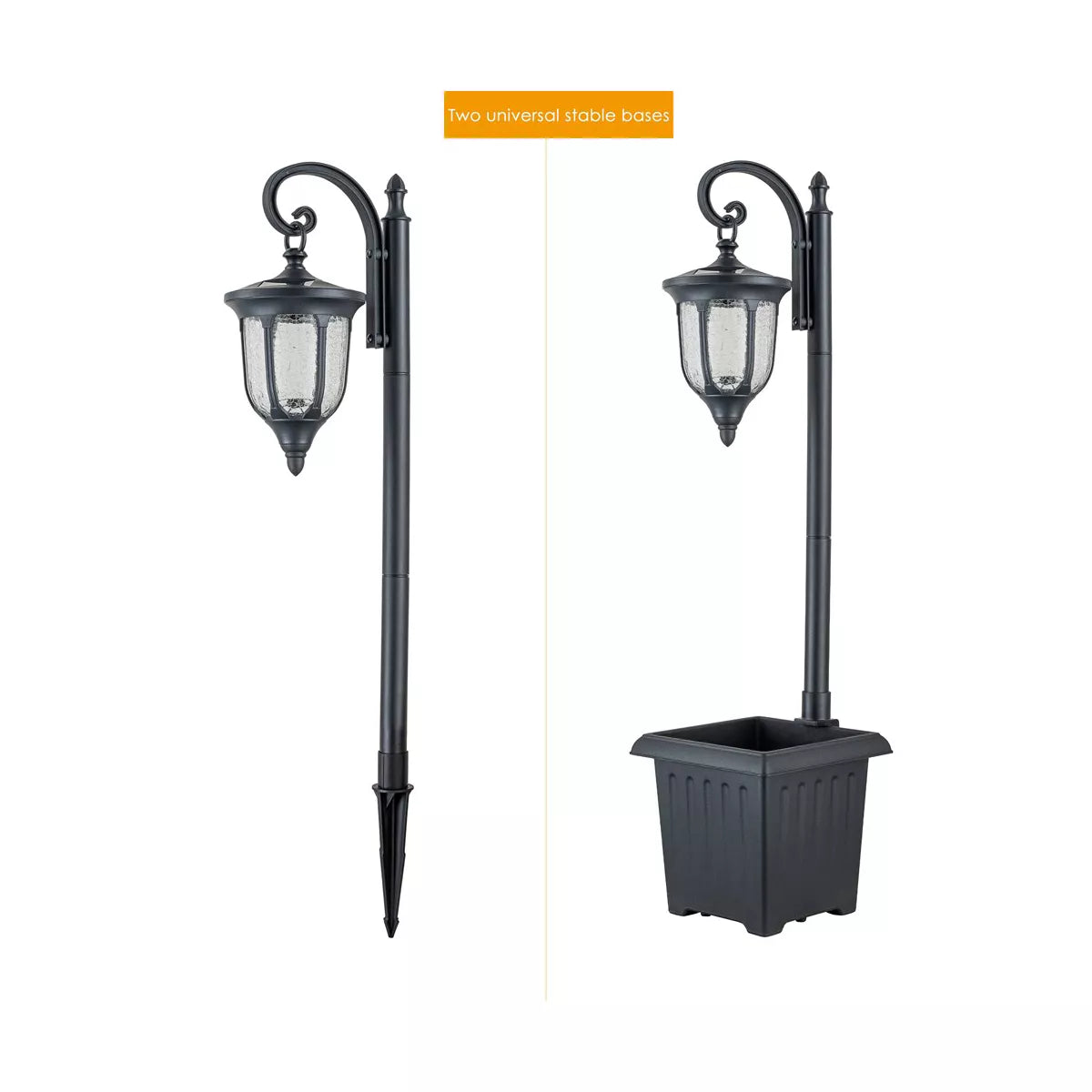 Black Solar Outdoor Post Light