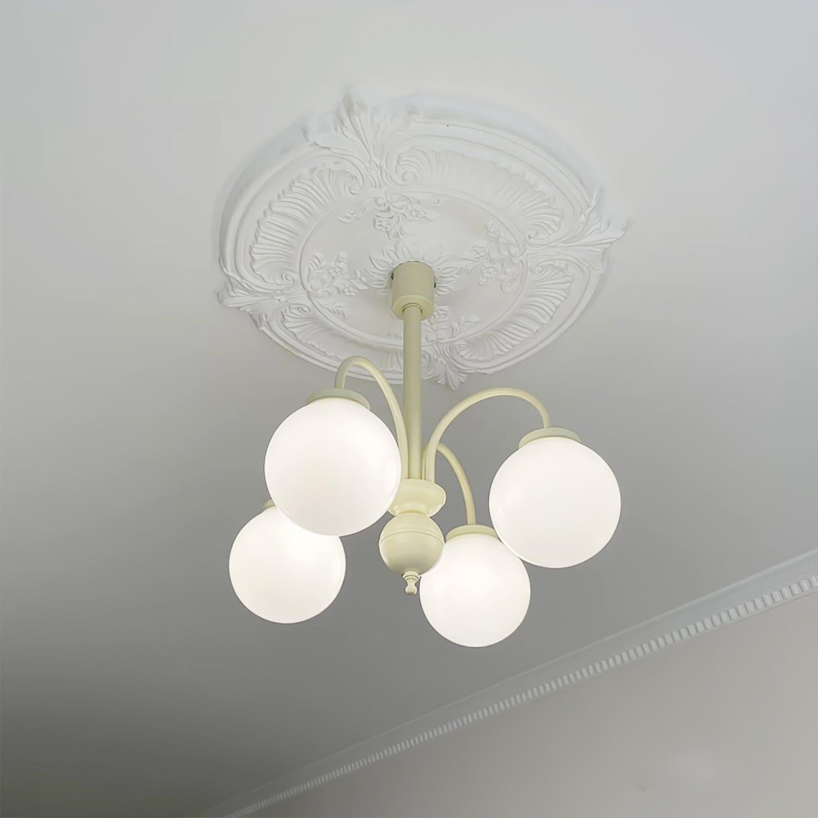Glass Sphere Cream Chandelier