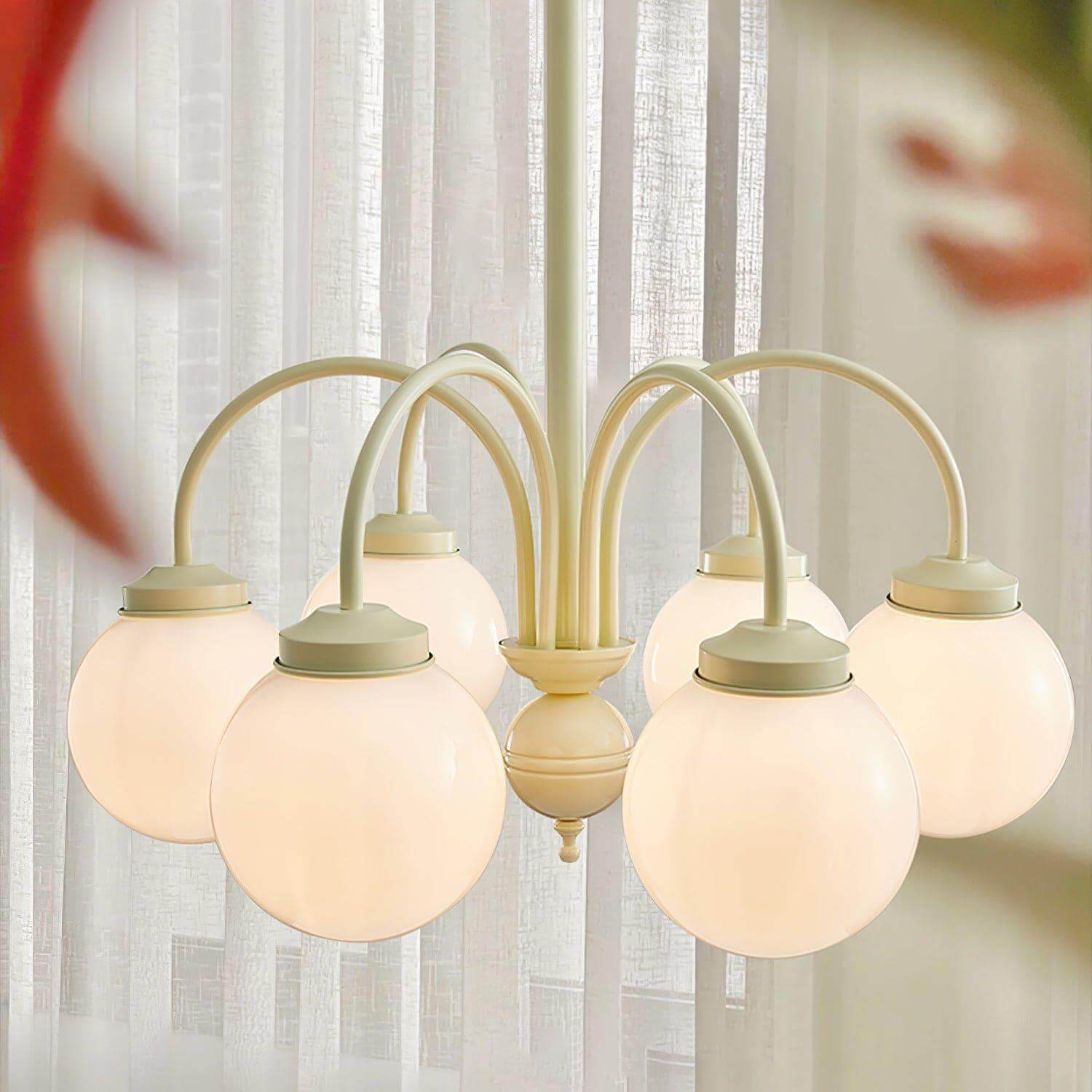 Glass Sphere Cream Chandelier