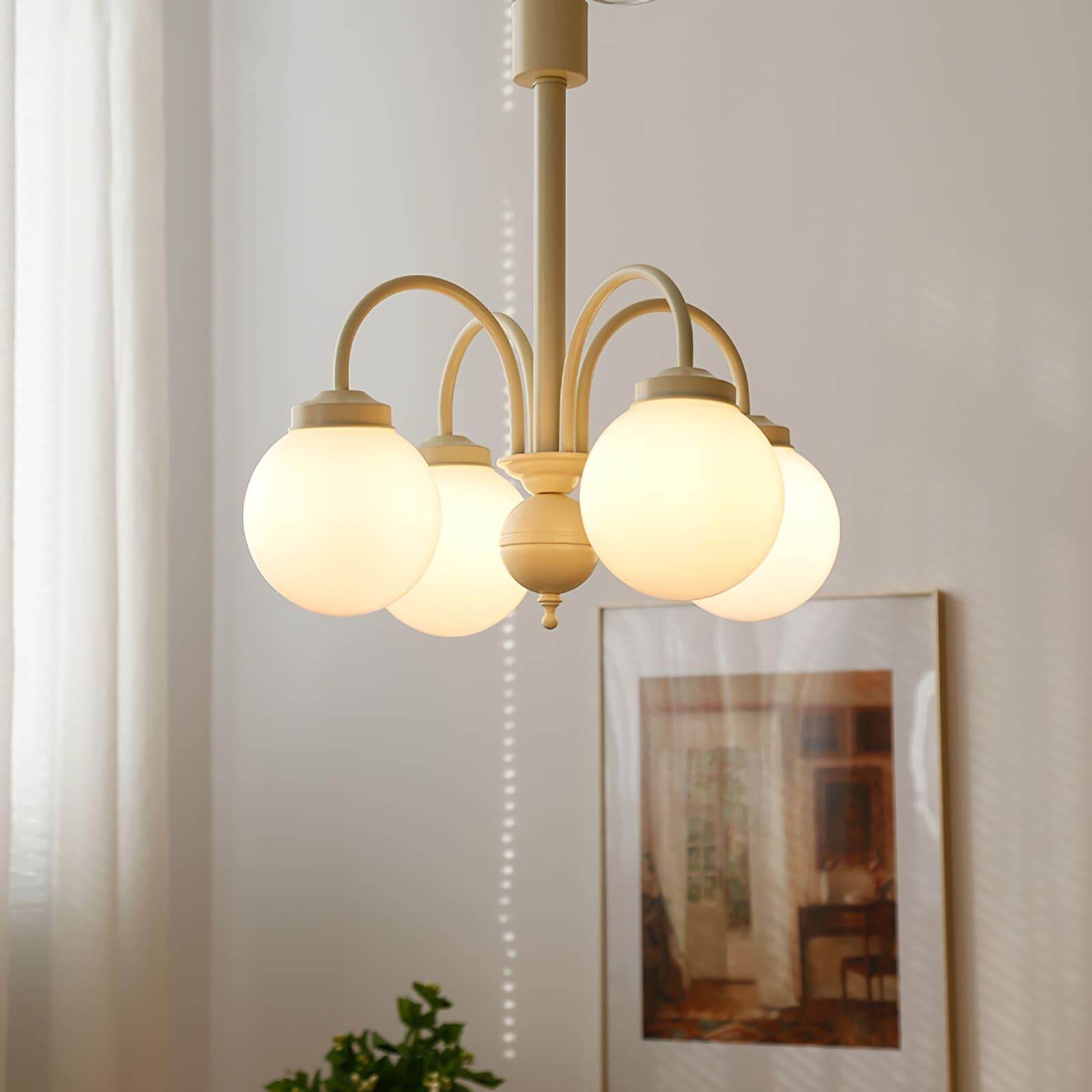 Glass Sphere Cream Chandelier