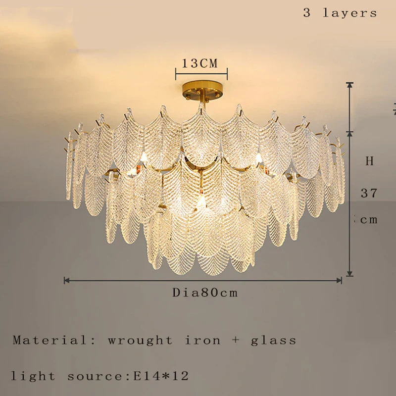 Postmodern Glass Chandelier - Elegant Lighting for Living Rooms, Bedrooms, Dining Rooms, and Model Spaces