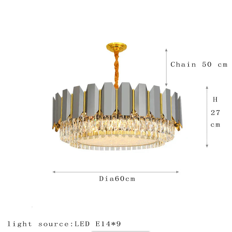 Stainless Steel Light Luxury Crystal Chandelier - A Postmodern Marvel for Living Rooms, Simple Dining Rooms, and Nordic Bedrooms