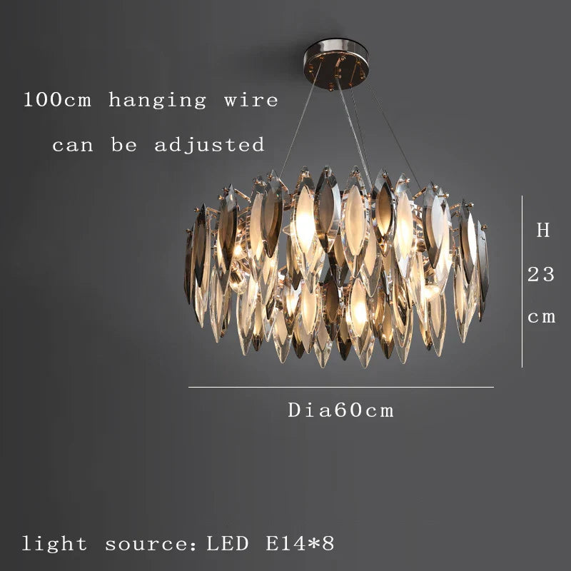 Elegant Round Gold LED Crystal Chandelier - A Modern Luxury Lighting Fixture for Dining Rooms, Living Rooms, and Home Decor