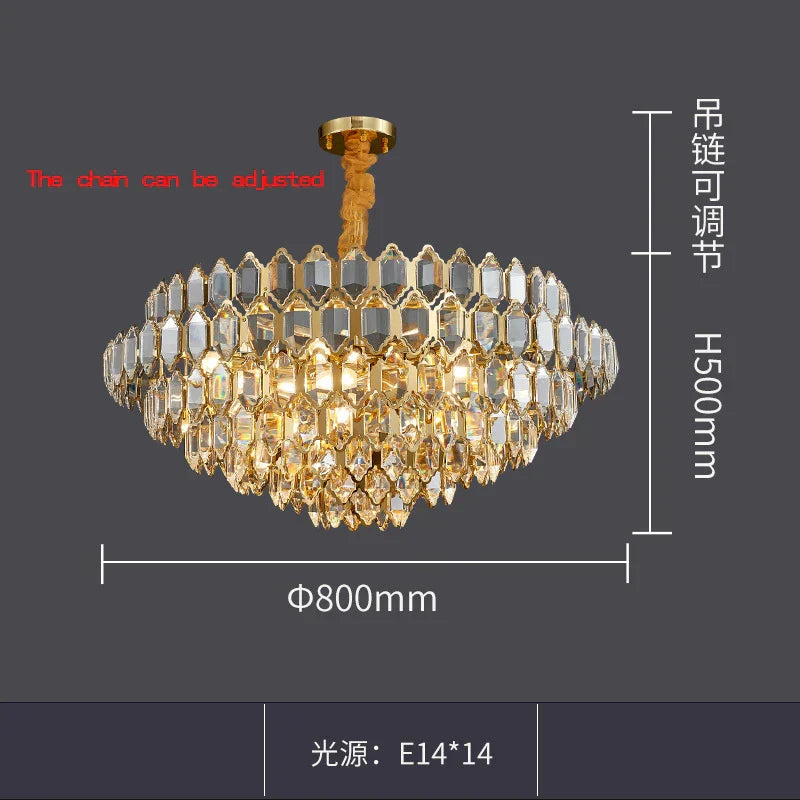 Modern Style Golden Luster Suspended Crystal Chandelier - Elegance for Living Rooms, Bedrooms, and Dining Spaces