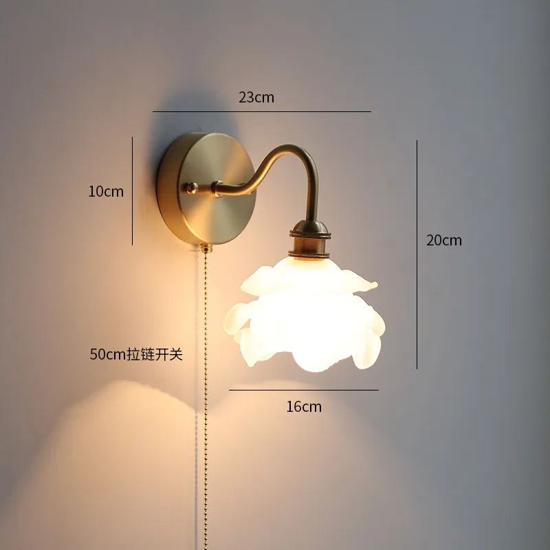 Modern Ceramic Wall Lamp with Pull Chain Switch - Stylish Lighting for Bathrooms, Mirrors, and Stairways