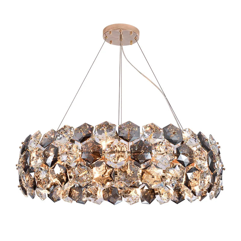 Post-modern Crystal Wrought Iron Chandelier - Elegance for Dining Rooms, Creative Living Rooms, and Glossy Suspension Lighting in Bedrooms