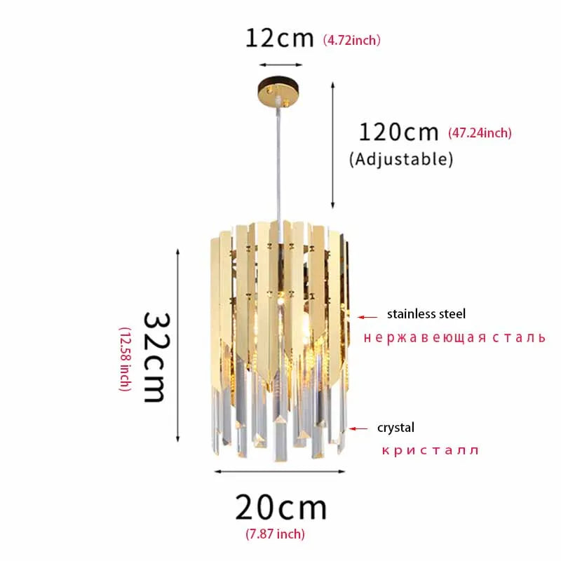 Round Gold K9 Crystal LED Chandelier for Living Spaces - Dining, Bedroom, and More