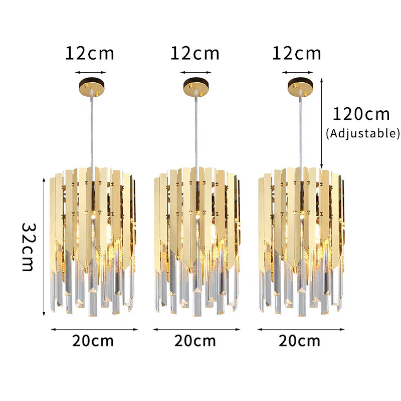 Round Gold K9 Crystal LED Chandelier for Living Spaces - Dining, Bedroom, and More