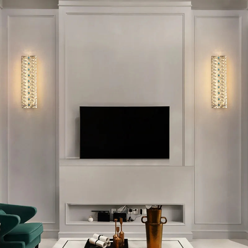 Emma's - Crystal Wall Lamp Light Luxury Strip Decoration TV Drama Background  Lamp Living Room Bedroom Bedside Corridor Aisle  Lamp