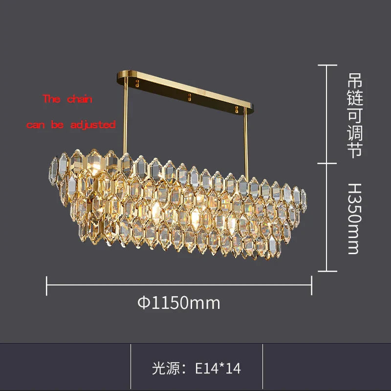 Modern Style Golden Luster Suspended Crystal Chandelier - Elegance for Living Rooms, Bedrooms, and Dining Spaces