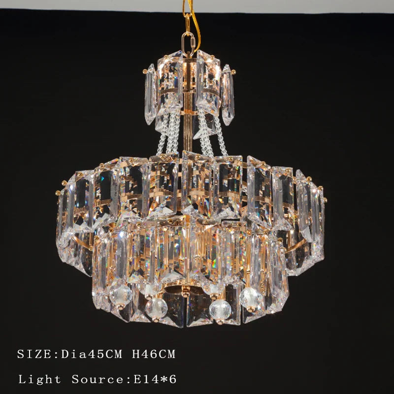 Contemporary LED Crystal Chandelier - Illuminate Your Living Room with Elegant Round and Rectangle Golden Indoor Lighting