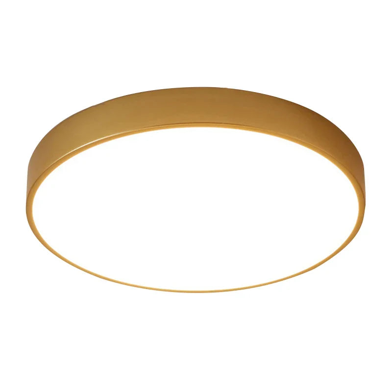 Modern Round Gold LED Ceiling Light - Ultra-Thin 5cm Surface Mount with Remote Control