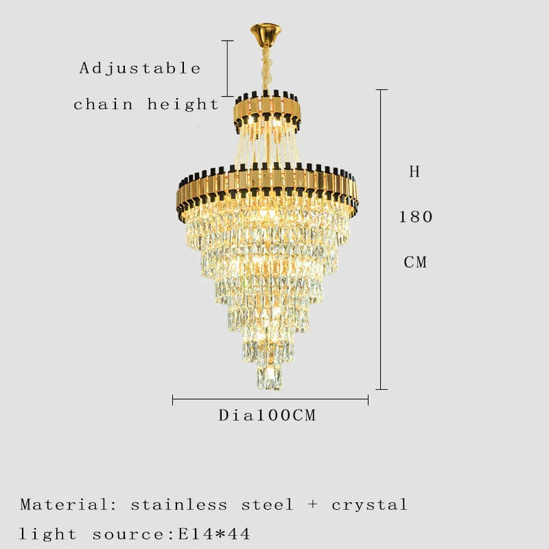 Duplex Building Chandelier - Post-Modern Light Luxury Crystal Elegance for Villas, Living Rooms, and Staircase Illumination