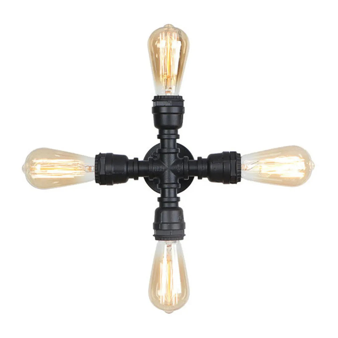 Vintage E27 Water Pipe Wall Sconces - Steampunk Wall Light Fixtures for Hallway and Basement