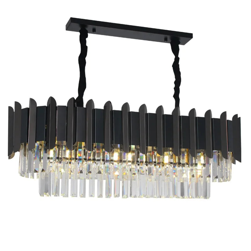 Elegant Black Crystal Chandelier - A Postmodern Light Luxury Addition for Modern Living Rooms and Bedrooms