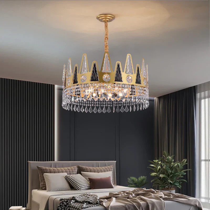 Elegant French Pastoral Golden Crystal Chandelier - Perfect for Living Rooms, Dining Rooms, Bedrooms, and Entrances
