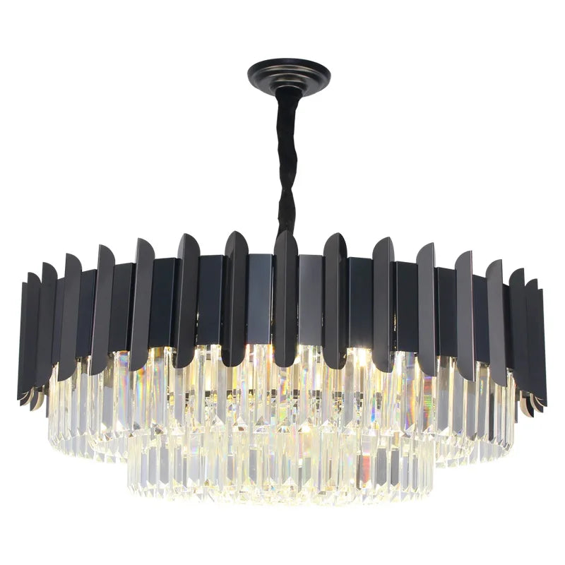 Elegant Black Crystal Chandelier - A Postmodern Light Luxury Addition for Modern Living Rooms and Bedrooms