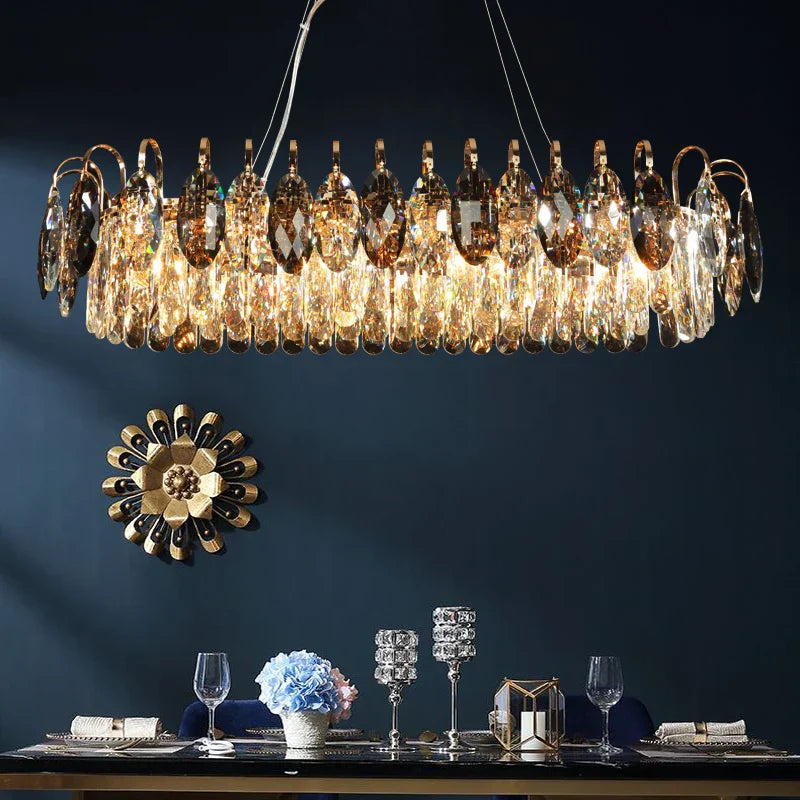New Modern Crystal Chandelier - Luxurious Home Decor Lighting in Round Gold Design with LED Illumination