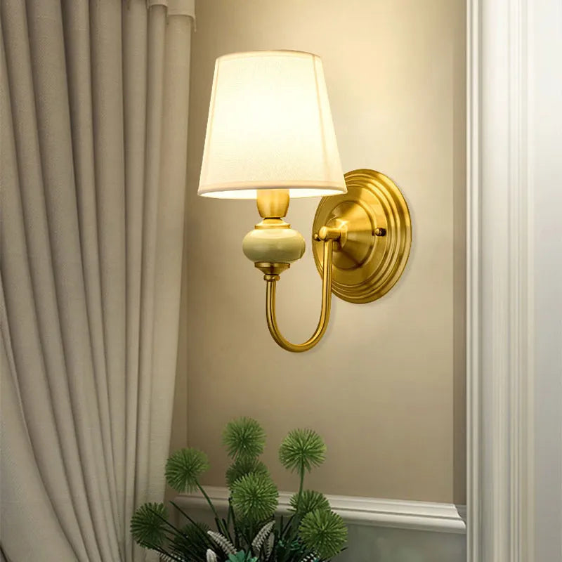 Grace - vintage lamp American rural retro decoration lamps and bedroom E14 Bulb corridor of the corridor simple cloth cover wall lamp