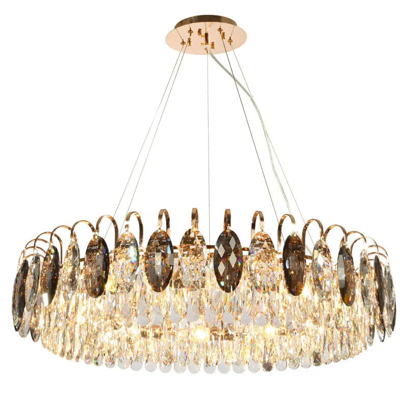 New Modern Crystal Chandelier - Luxurious Home Decor Lighting in Round Gold Design with LED Illumination