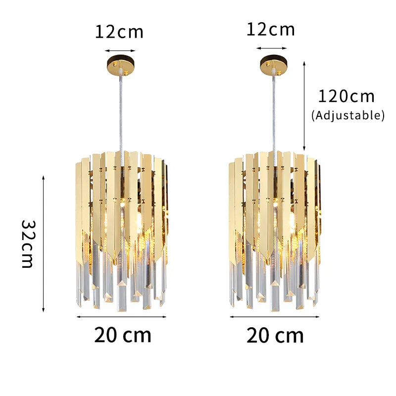 Round Gold K9 Crystal LED Chandelier for Living Spaces - Dining, Bedroom, and More