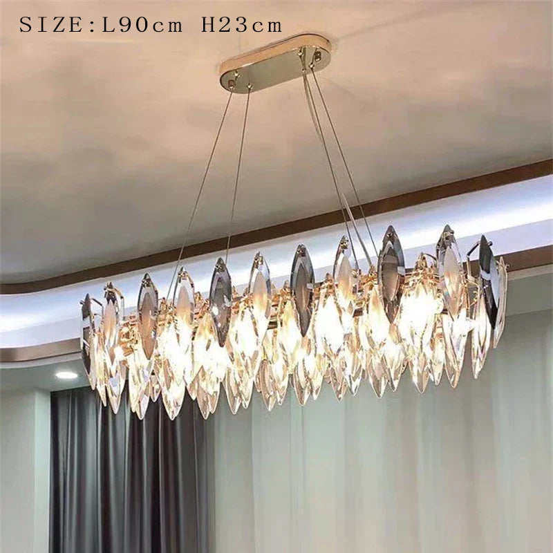 Elegant Round Gold LED Crystal Chandelier - A Modern Luxury Lighting Fixture for Dining Rooms, Living Rooms, and Home Decor