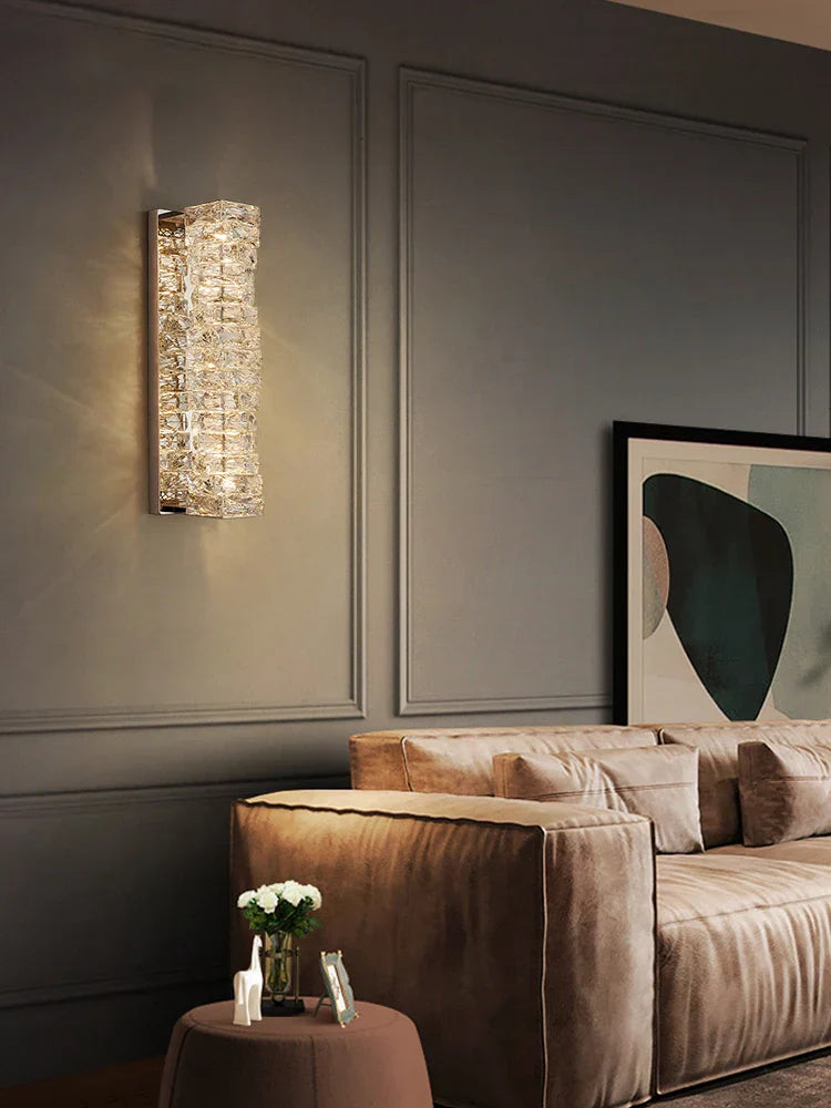 Chloe's - 3 Color Temperature Wall Lamp Crystal K9 LED Wall Light Chrome Gold Indoor Bright Wall Sconce for Living/Dining/Bed Room Hotel