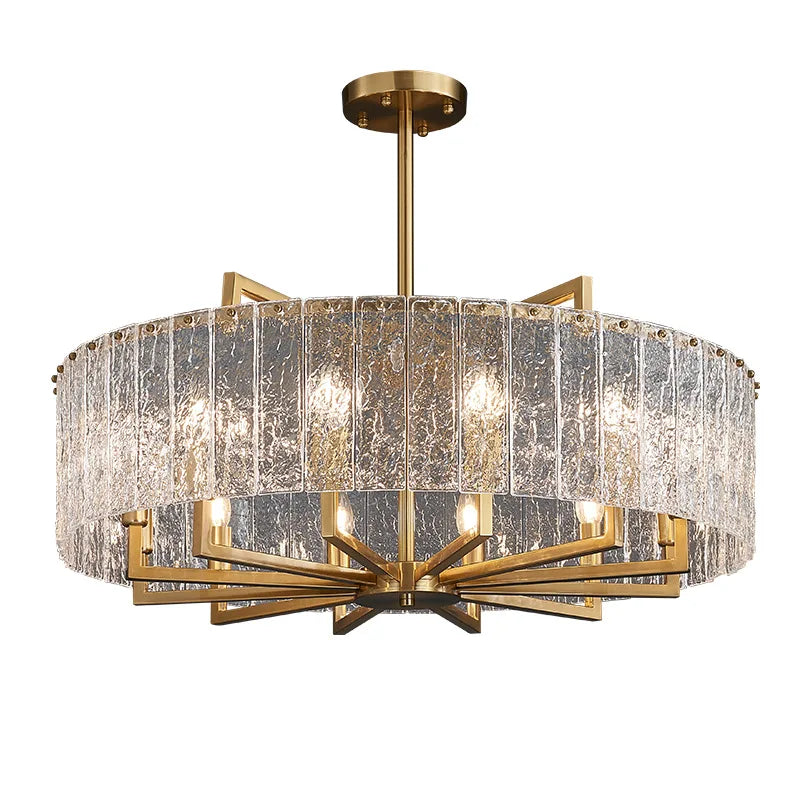 New Modern Glass Chandelier - Luxury Round Design with Creative Gold Accents for Stylish Home Illumination